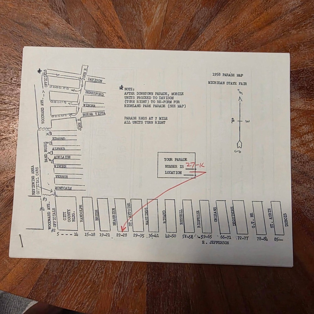 1958 Michigan State Fair Detroit Parade Order Map Original Vintage Ephemera